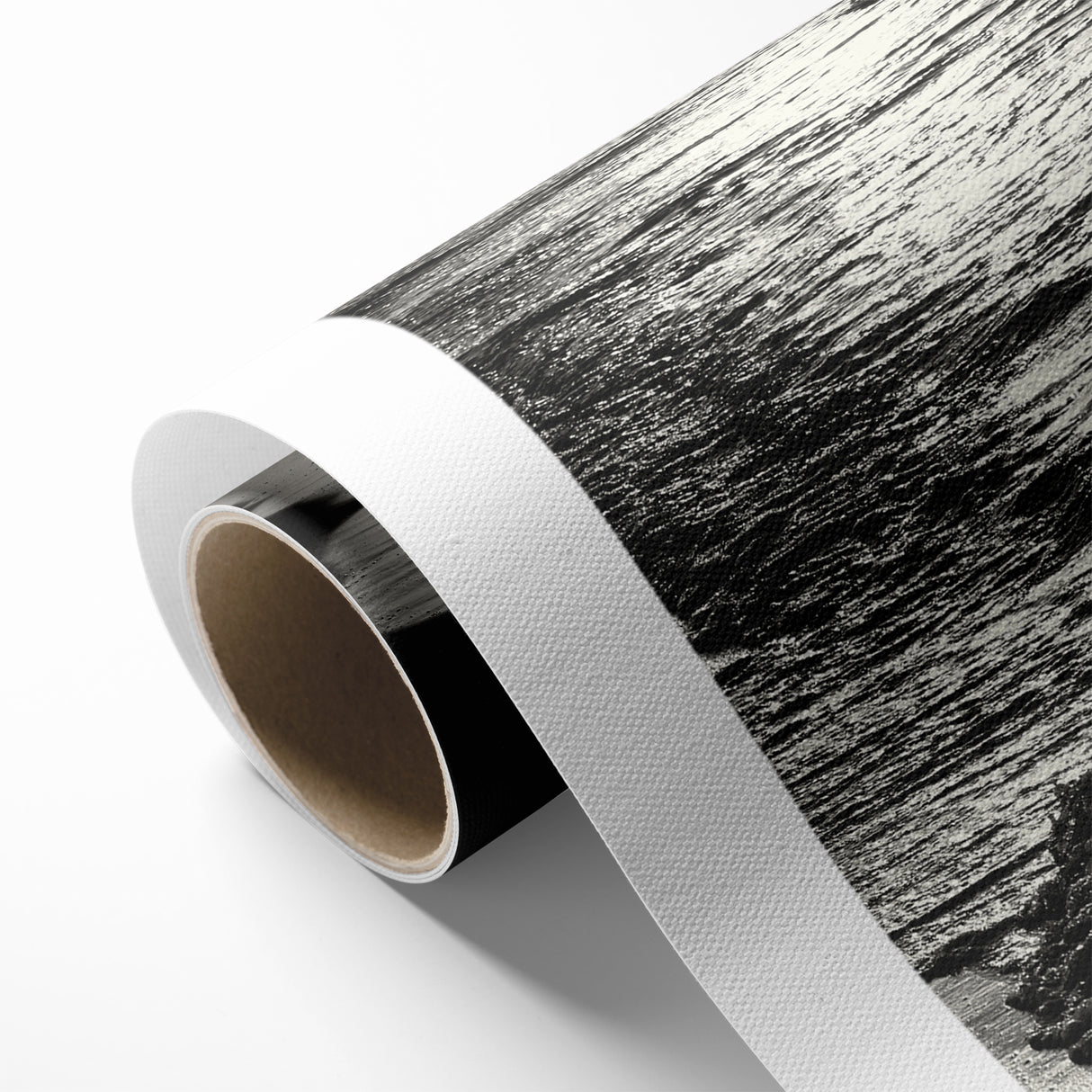 Abstract Nature Prints - Shimmering Black and White Beach Waves Wall Art