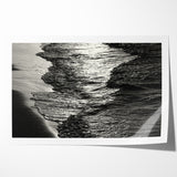 Abstract Nature Prints - Shimmering Black and White Beach Waves Wall Art