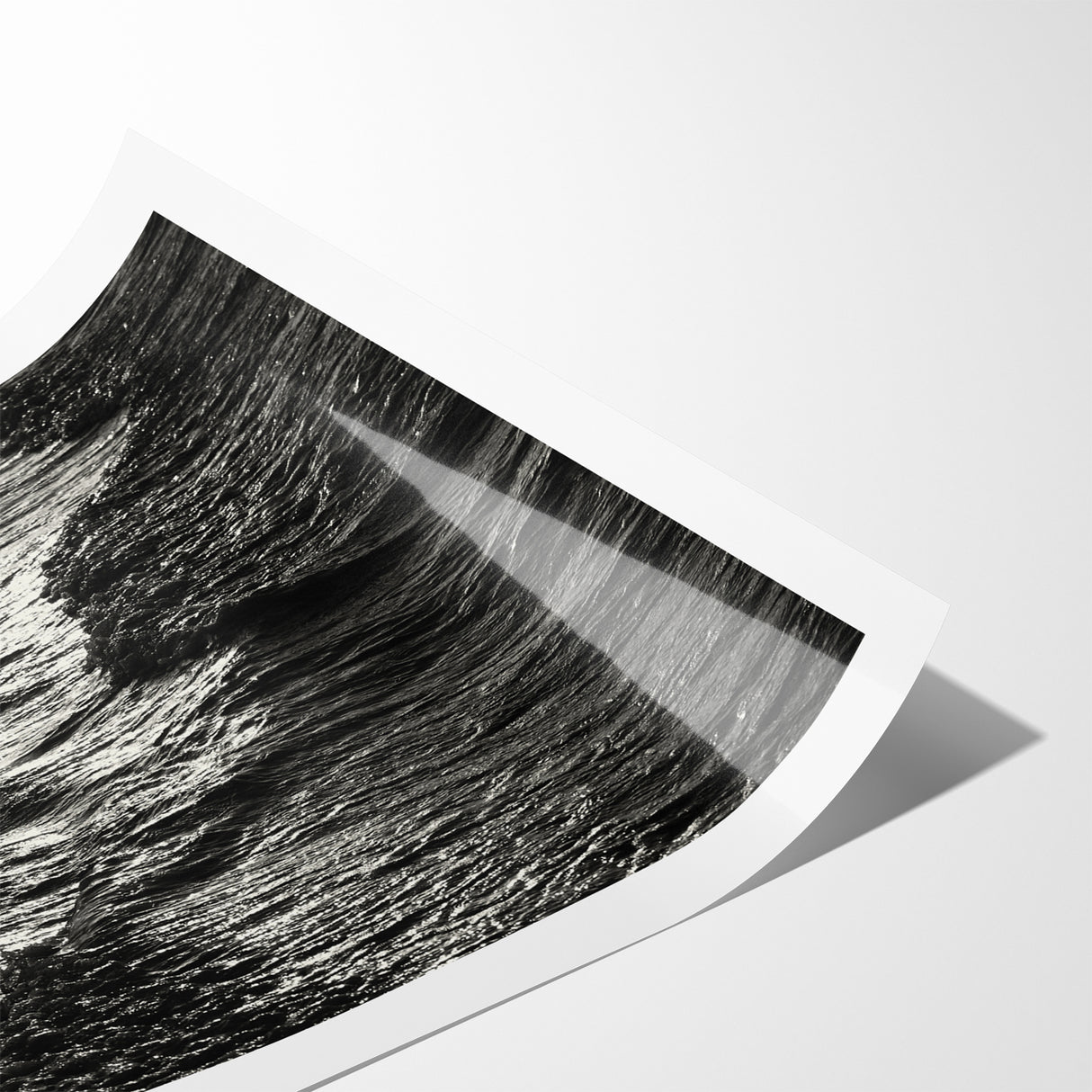 Abstract Nature Prints - Shimmering Black and White Beach Waves Wall Art