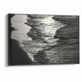 Abstract Nature Prints - Shimmering Black and White Beach Waves Wall Art