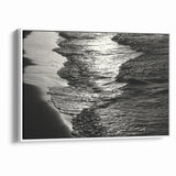 Abstract Nature Prints - Shimmering Black and White Beach Waves Wall Art