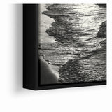 Abstract Nature Prints - Shimmering Black and White Beach Waves Wall Art
