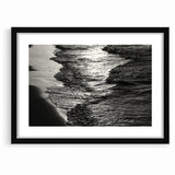 Abstract Nature Prints - Shimmering Black and White Beach Waves Wall Art