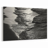 Abstract Nature Prints - Shimmering Black and White Beach Waves Wall Art