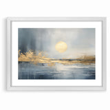 Abstract Landscape Art - Golden Sun Over Tranquil Horizon Wall Art