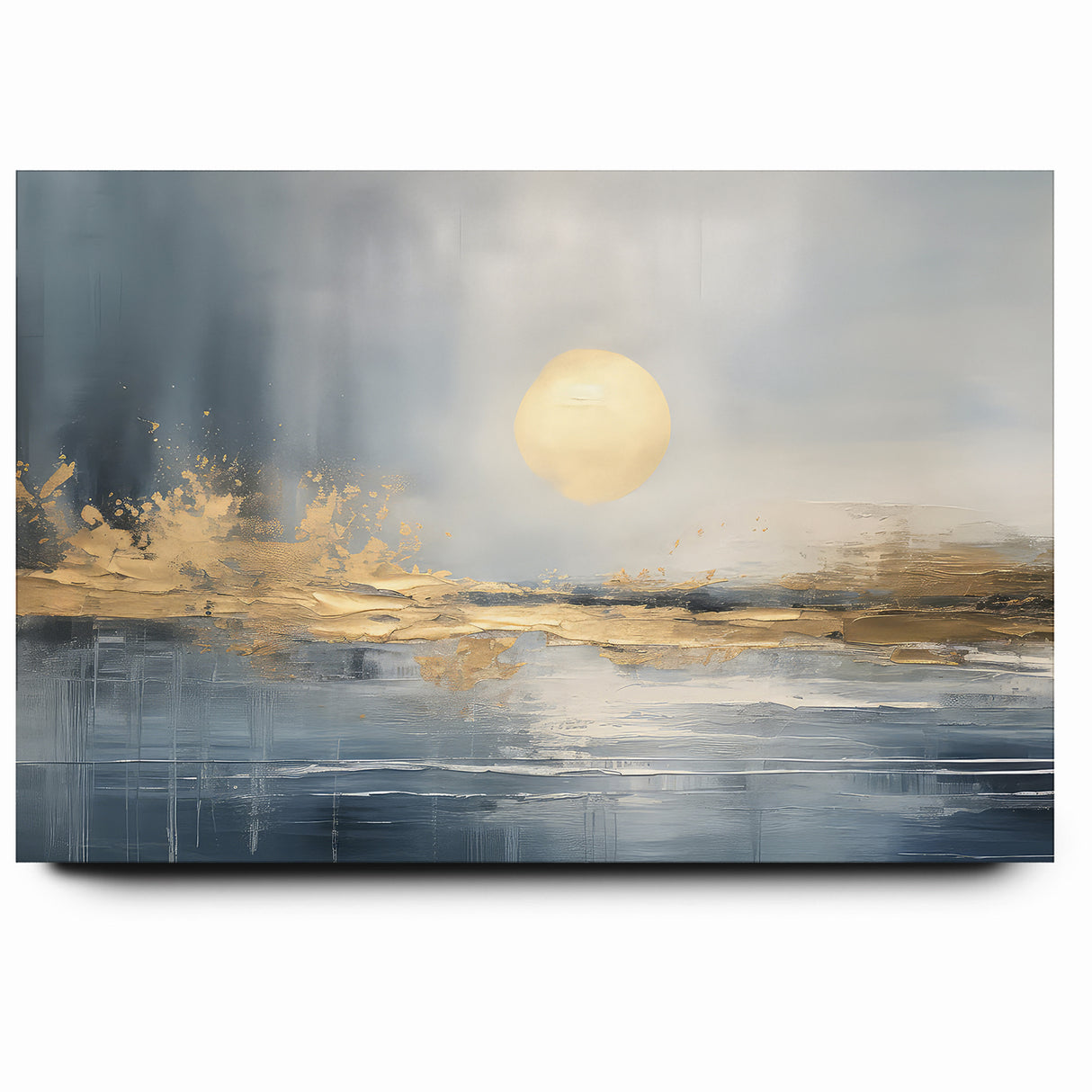 Abstract Landscape Art - Golden Sun Over Tranquil Horizon Wall Art