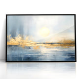 Abstract Landscape Art - Golden Sun Over Tranquil Horizon Wall Art