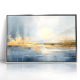 Abstract Landscape Art - Golden Sun Over Tranquil Horizon Wall Art