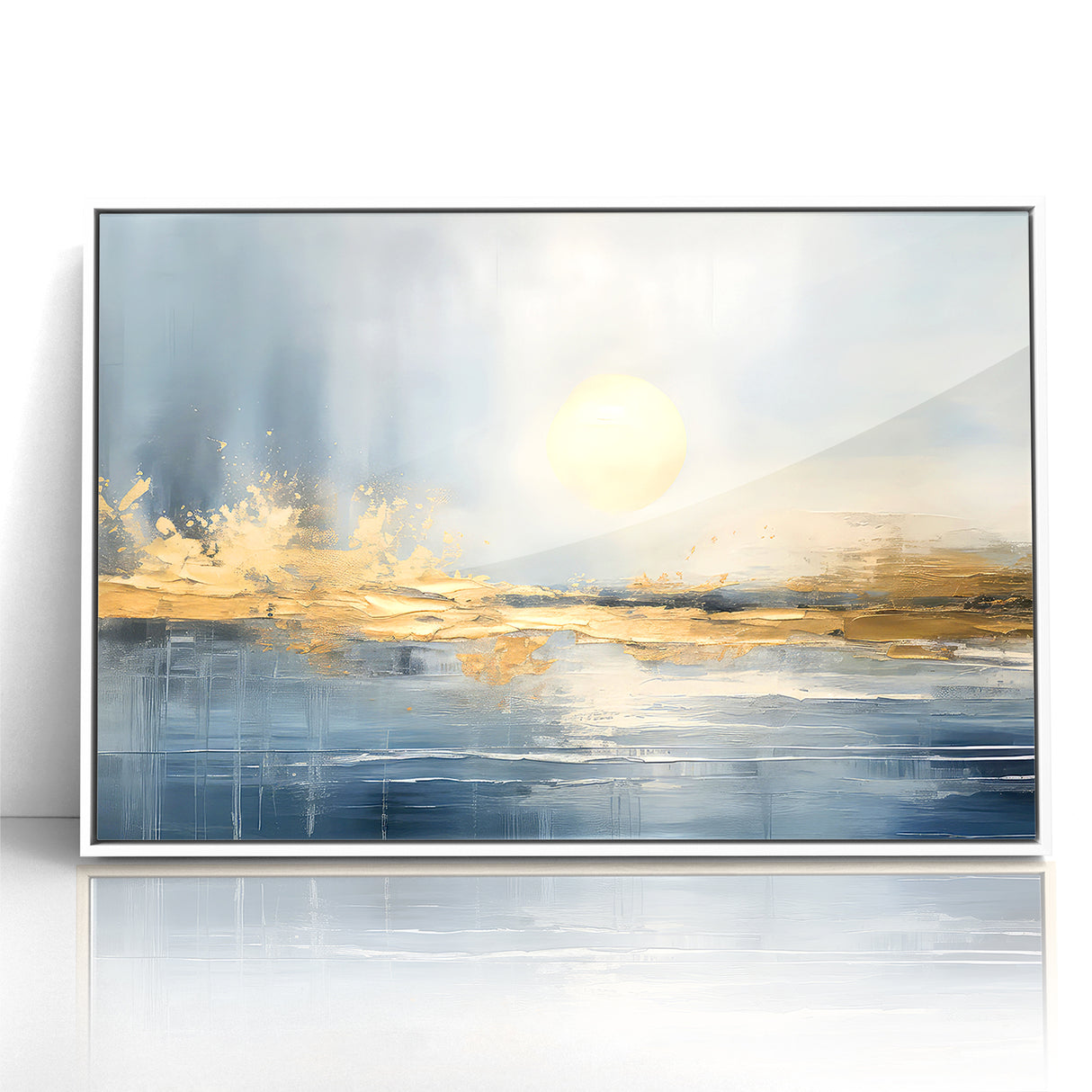 Abstract Landscape Art - Golden Sun Over Tranquil Horizon Wall Art