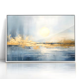 Abstract Landscape Art - Golden Sun Over Tranquil Horizon Wall Art