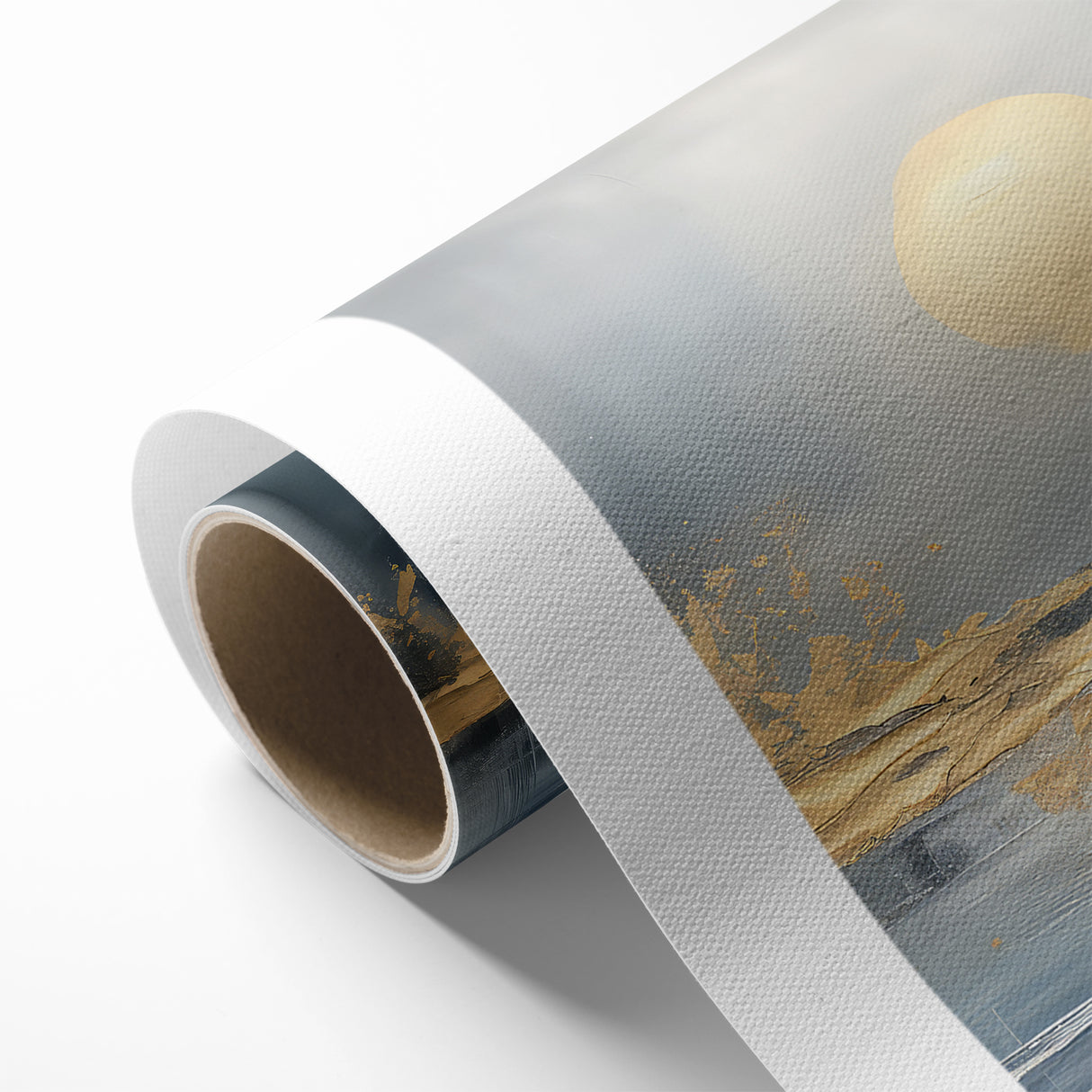 Abstract Landscape Art - Golden Sun Over Tranquil Horizon Wall Art