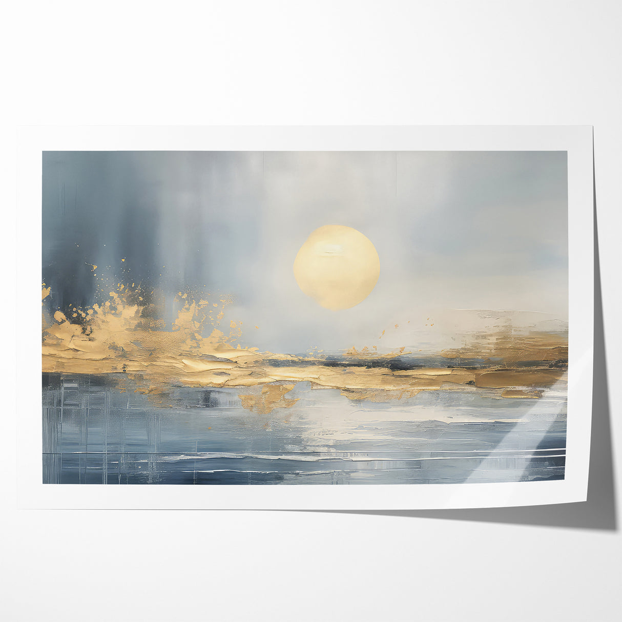 Abstract Landscape Art - Golden Sun Over Tranquil Horizon Wall Art