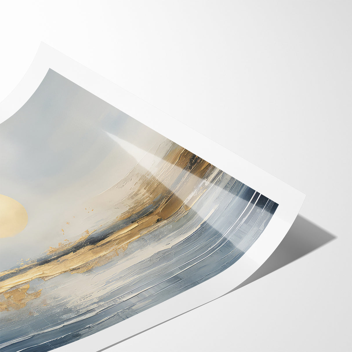 Abstract Landscape Art - Golden Sun Over Tranquil Horizon Wall Art