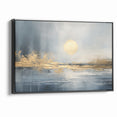 Abstract Landscape Art - Golden Sun Over Tranquil Horizon Wall Art