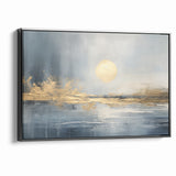 Abstract Landscape Art - Golden Sun Over Tranquil Horizon Wall Art