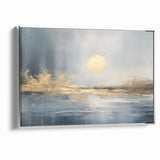 Abstract Landscape Art - Golden Sun Over Tranquil Horizon Wall Art