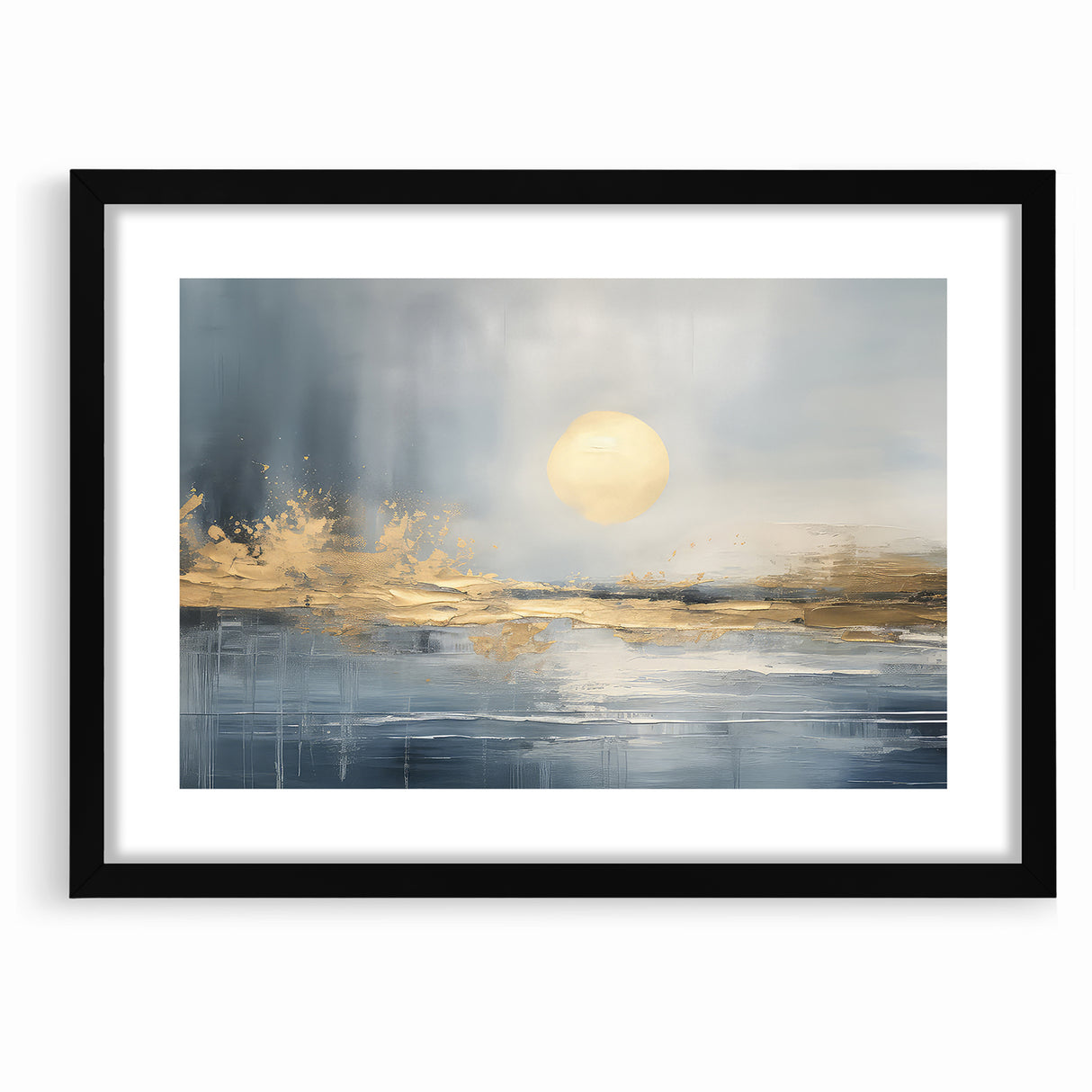 Abstract Landscape Art - Golden Sun Over Tranquil Horizon Wall Art
