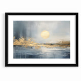Abstract Landscape Art - Golden Sun Over Tranquil Horizon Wall Art