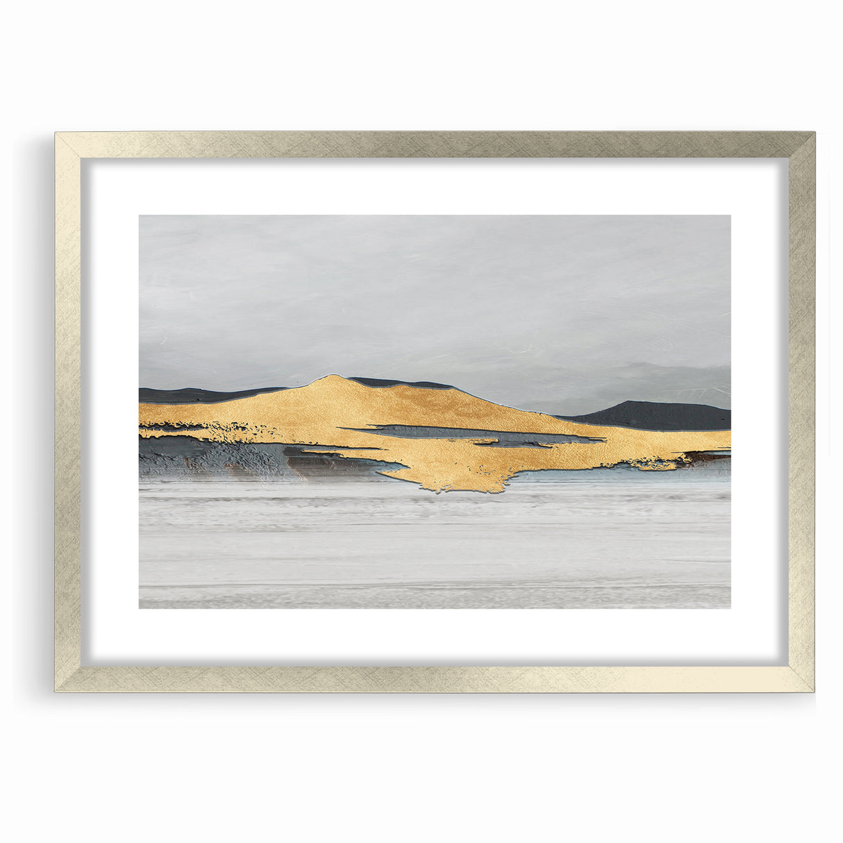 Modern Landscape Abstract - Golden Mountain on Soft Horizon Wall Art