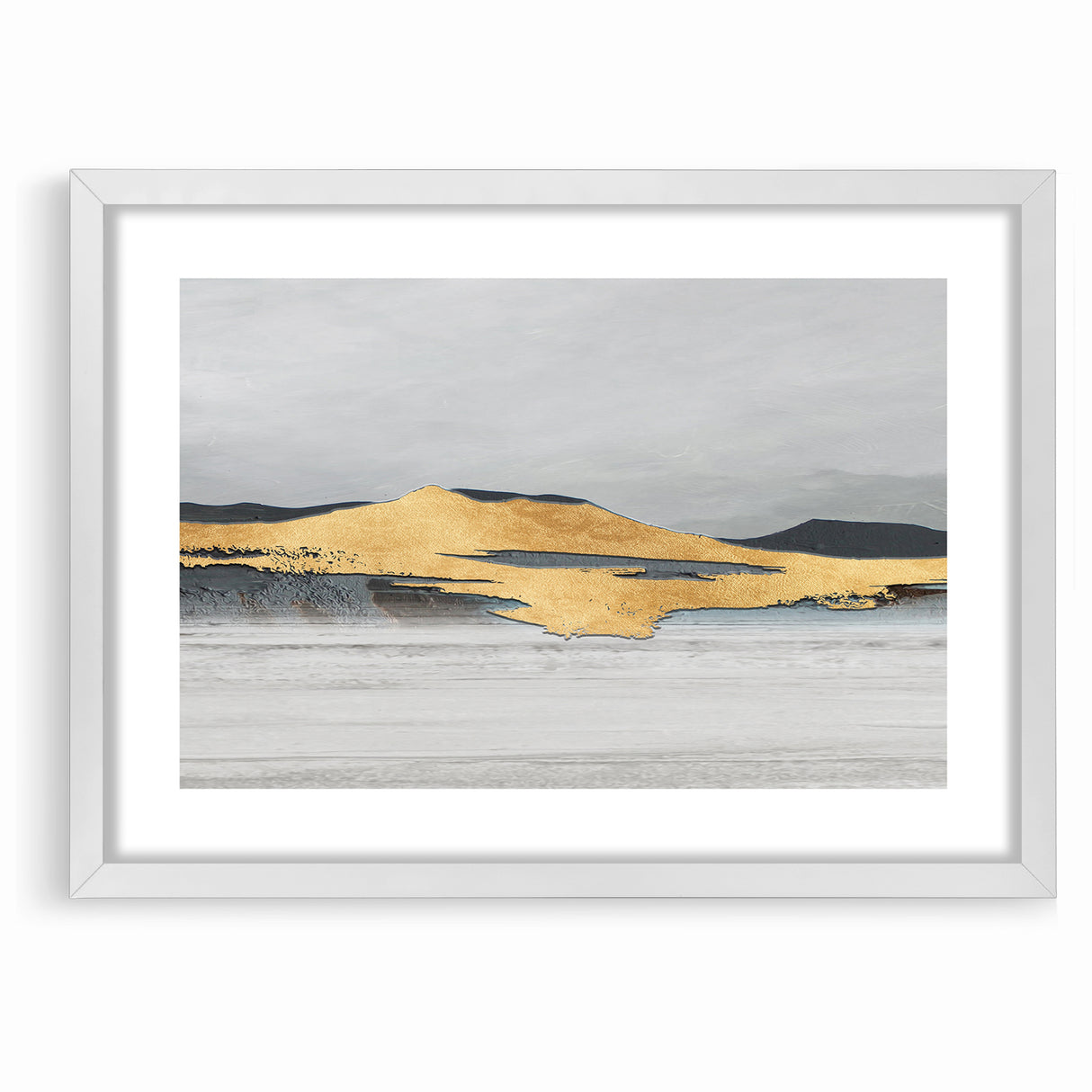 Modern Landscape Abstract - Golden Mountain on Soft Horizon Wall Art