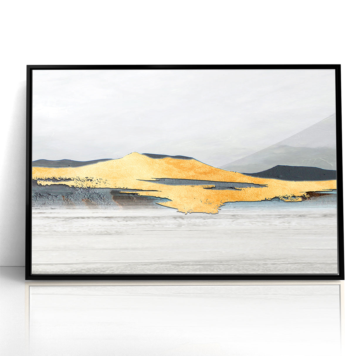 Modern Landscape Abstract - Golden Mountain on Soft Horizon Wall Art