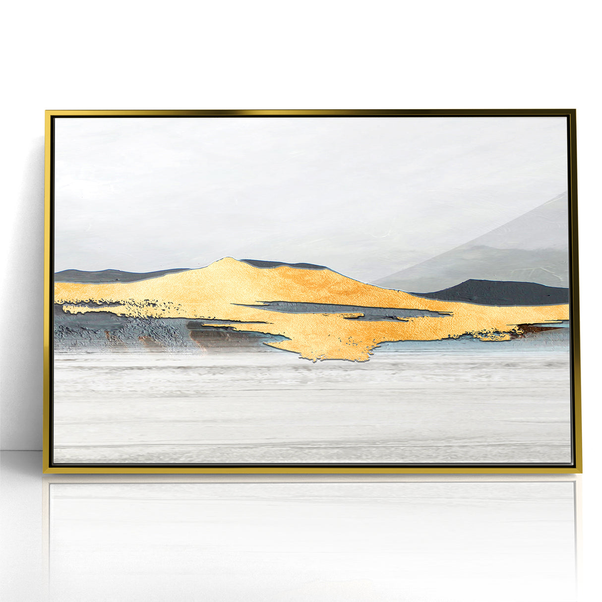 Modern Landscape Abstract - Golden Mountain on Soft Horizon Wall Art