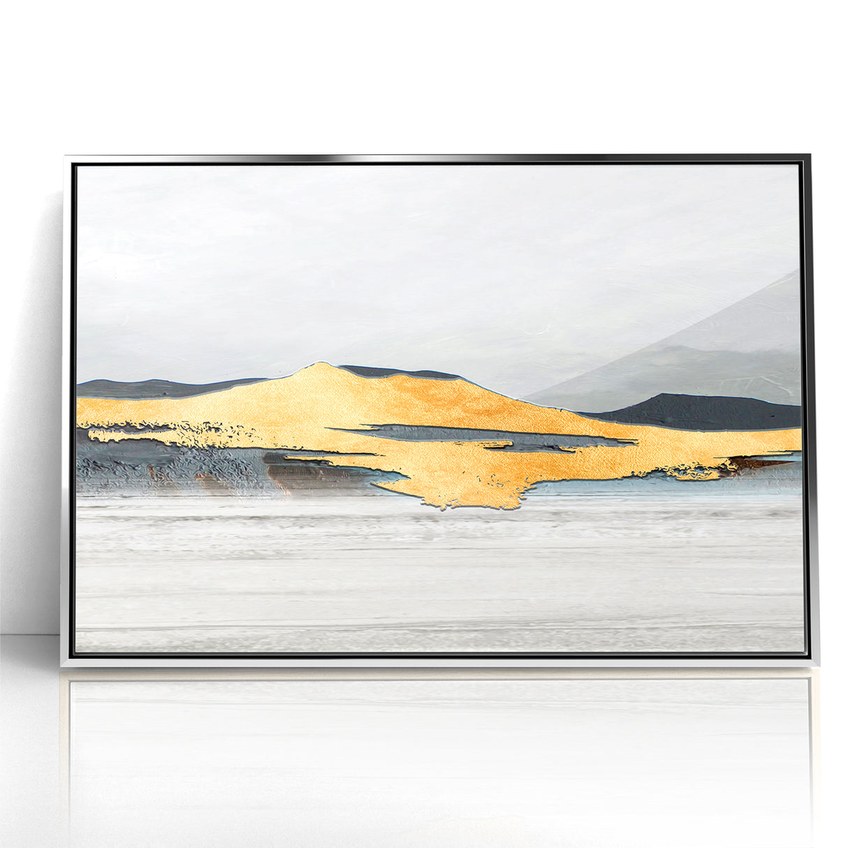 Modern Landscape Abstract - Golden Mountain on Soft Horizon Wall Art