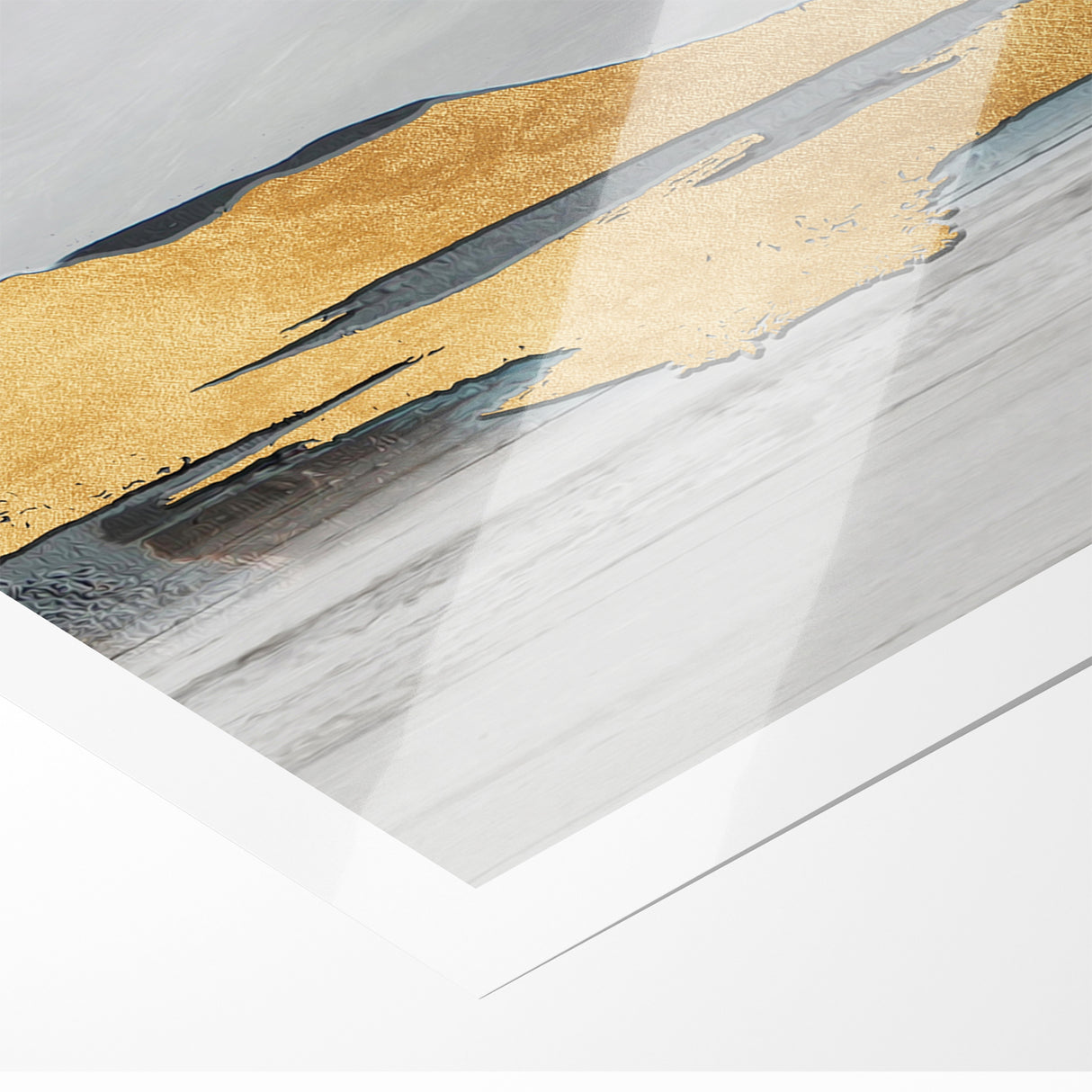 Modern Landscape Abstract - Golden Mountain on Soft Horizon Wall Art