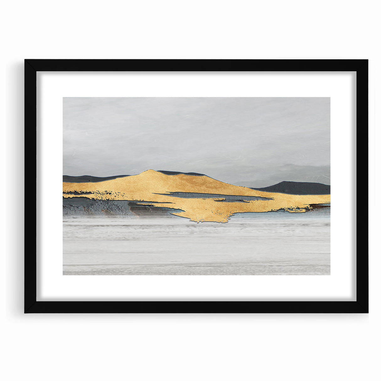 Modern Landscape Abstract - Golden Mountain on Soft Horizon Wall Art
