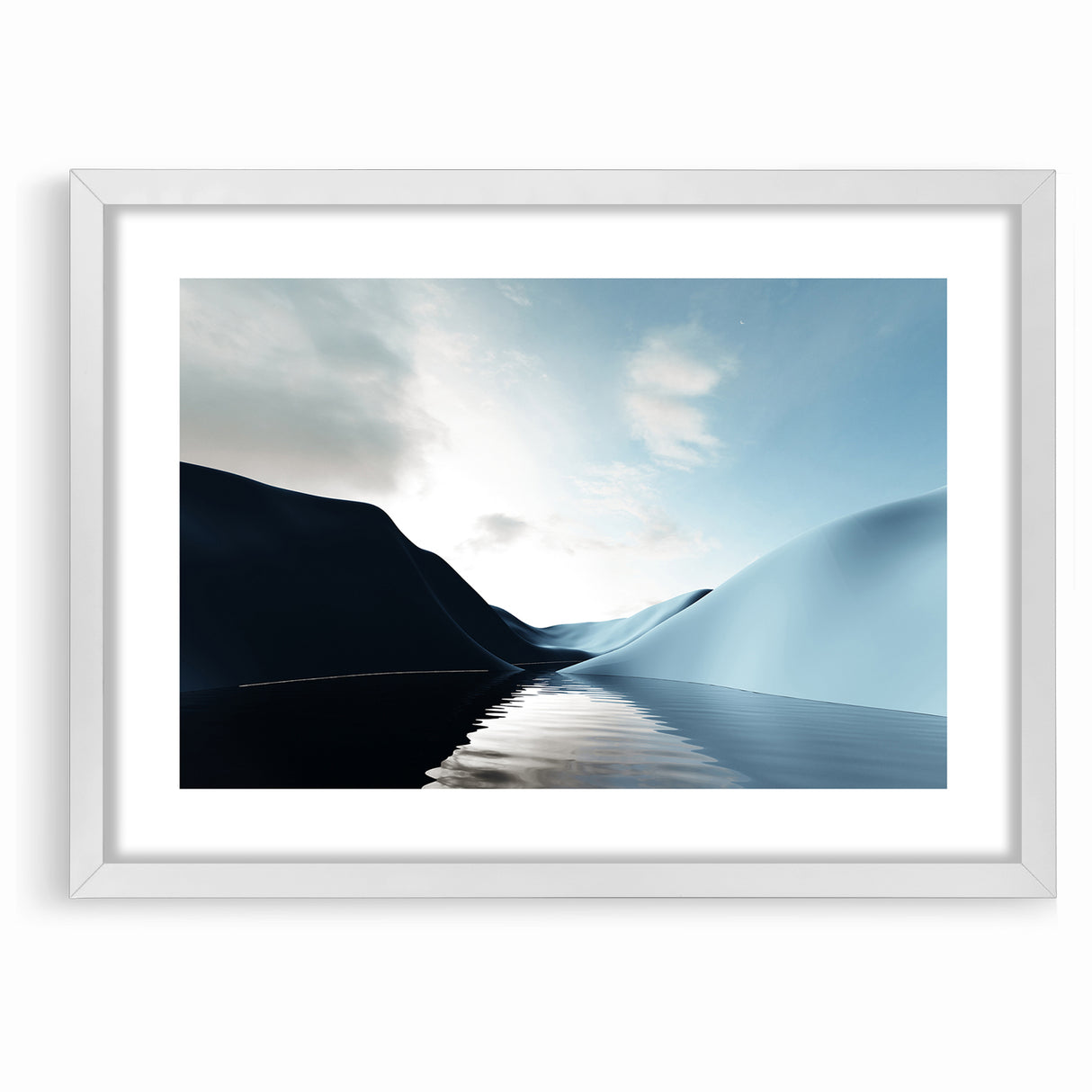 Modern Landscape Abstract Art - Serene Blue Hills Wall Decor