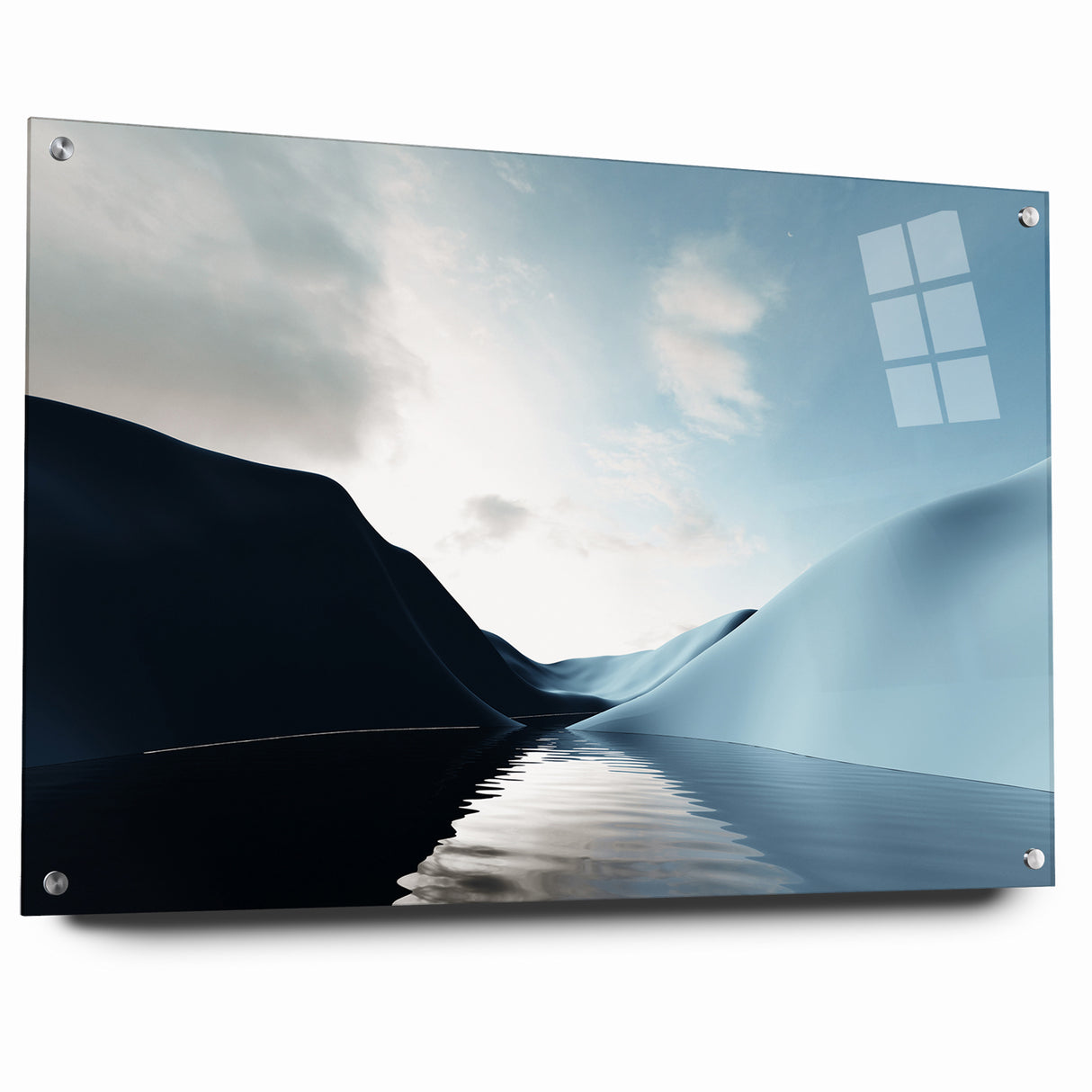 Modern Landscape Abstract Art - Serene Blue Hills Wall Decor