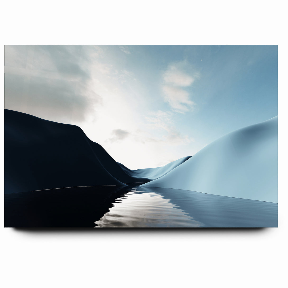 Modern Landscape Abstract Art - Serene Blue Hills Wall Decor