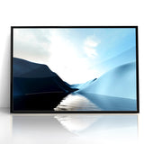 Modern Landscape Abstract Art - Serene Blue Hills Wall Decor