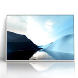 Modern Landscape Abstract Art - Serene Blue Hills Wall Decor
