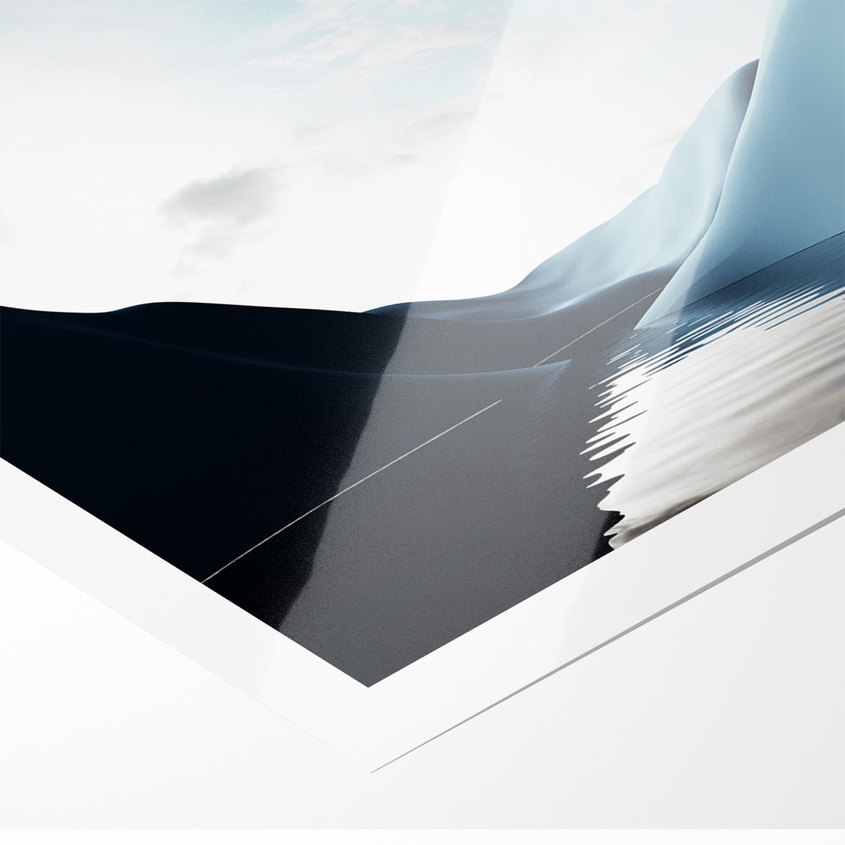 Modern Landscape Abstract Art - Serene Blue Hills Wall Decor