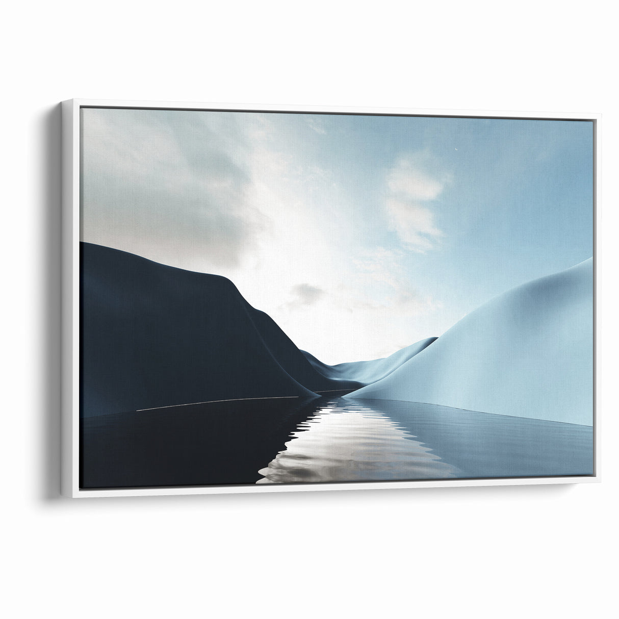 Modern Landscape Abstract Art - Serene Blue Hills Wall Decor