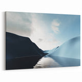 Modern Landscape Abstract Art - Serene Blue Hills Wall Decor