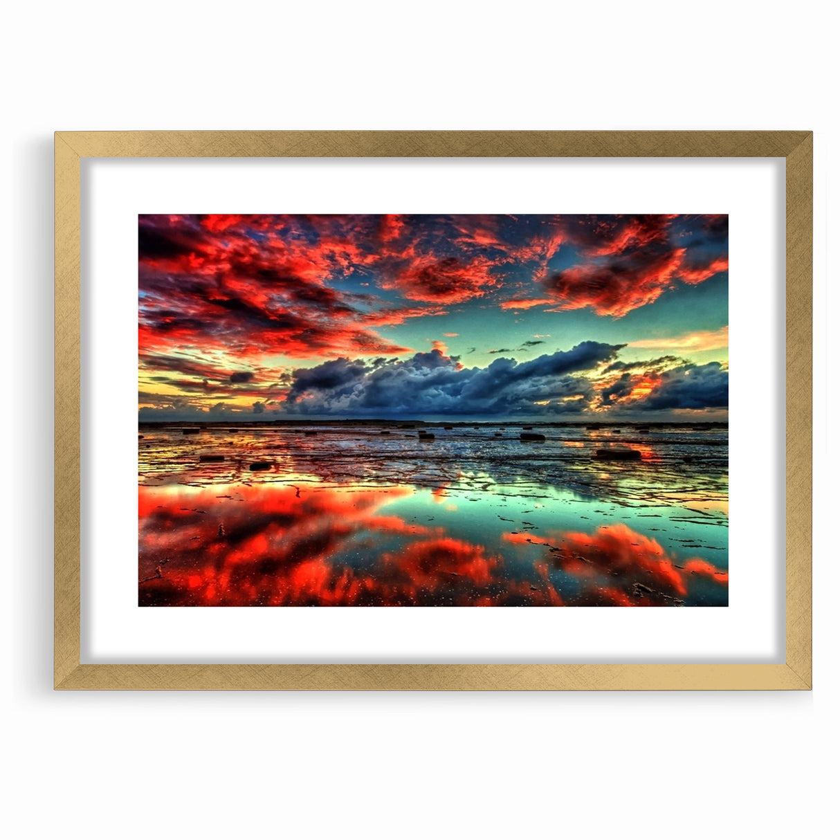 Colorful Abstract Landscapes - Dramatic Sunset Reflection Wall Art