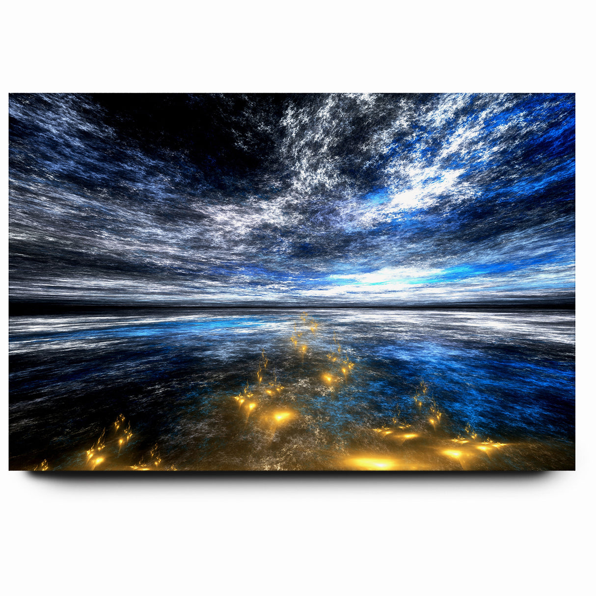 Abstract Landscape Art - Dramatic Sky and Shimmering Reflections Wall Art