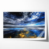 Abstract Landscape Art - Dramatic Sky and Shimmering Reflections Wall Art