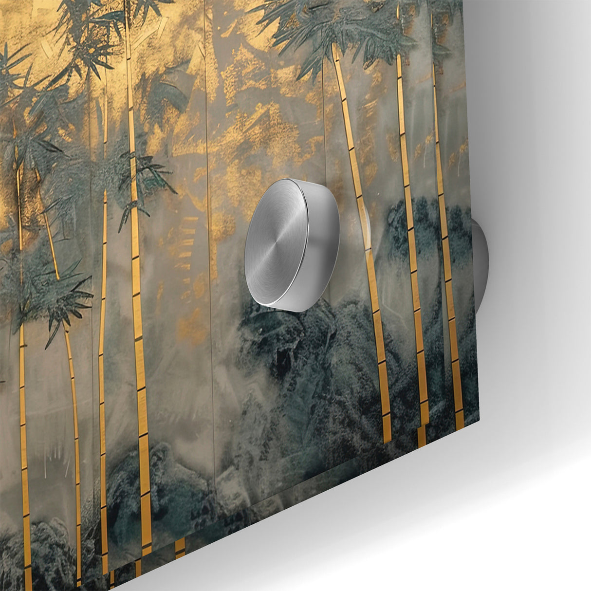 Modern Landscape Abstract Art - Golden Bamboo Forest Wall Decor