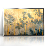 Modern Landscape Abstract Art - Golden Bamboo Forest Wall Decor
