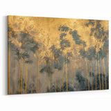 Modern Landscape Abstract Art - Golden Bamboo Forest Wall Decor