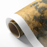 Modern Landscape Abstract Art - Golden Bamboo Forest Wall Decor