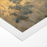 Modern Landscape Abstract Art - Golden Bamboo Forest Wall Decor
