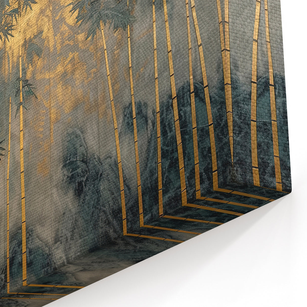 Modern Landscape Abstract Art - Golden Bamboo Forest Wall Decor