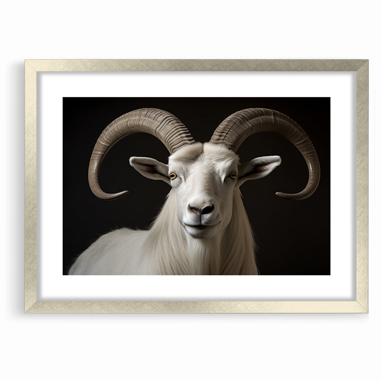 Majestic White Antelope with Impressive Horns - Captivating Wall Art