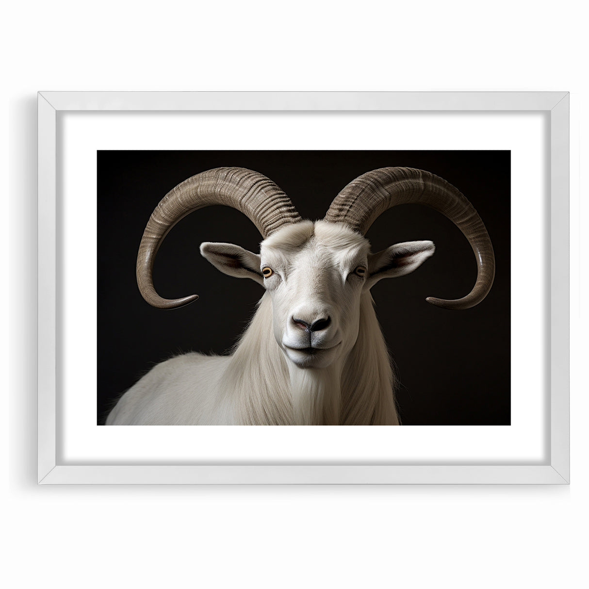 Majestic White Antelope with Impressive Horns - Captivating Wall Art