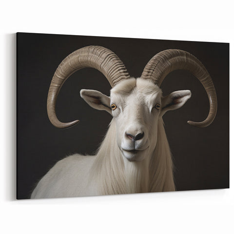 Majestic White Antelope with Impressive Horns - Captivating Wall Art