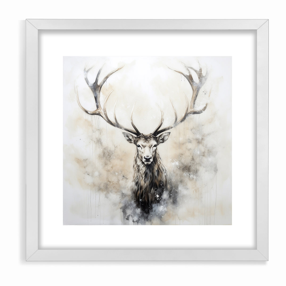 Ethereal Antelope in Mist - Minimalist Wildlife Wall Art Decor